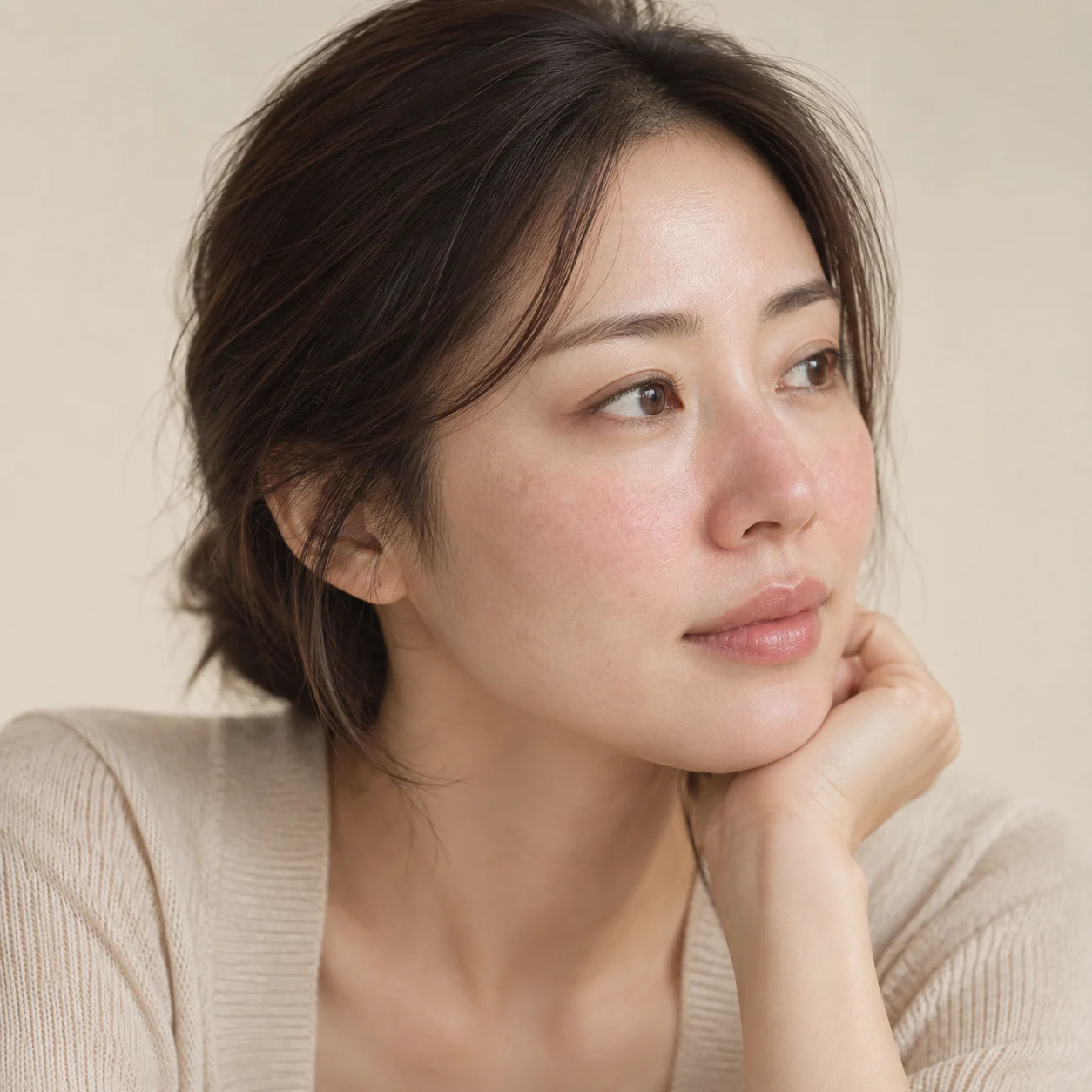 볼과 코의 붉은기를 표현한 인물 이미지 — 이해를 돕기 위한 생성 이미지